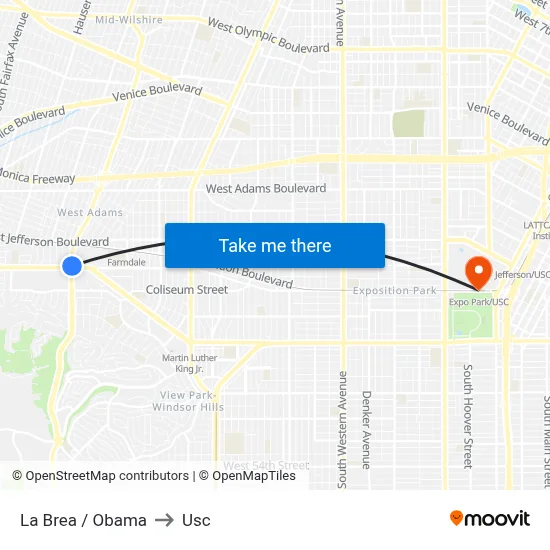 La Brea / Obama to Usc map