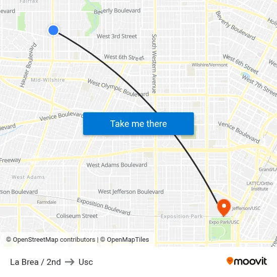 La Brea / 2nd to Usc map