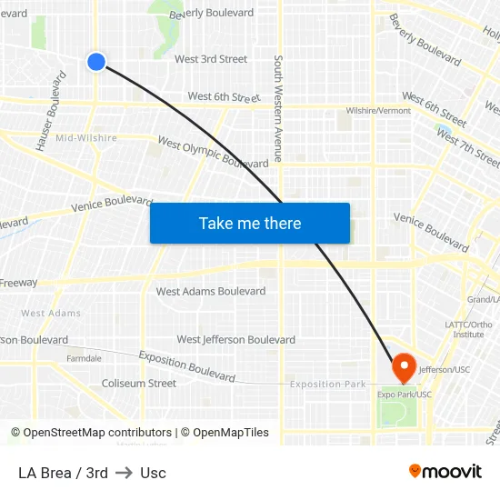 La Brea / 3rd to Usc map