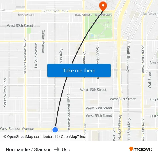 Normandie / Slauson to Usc map