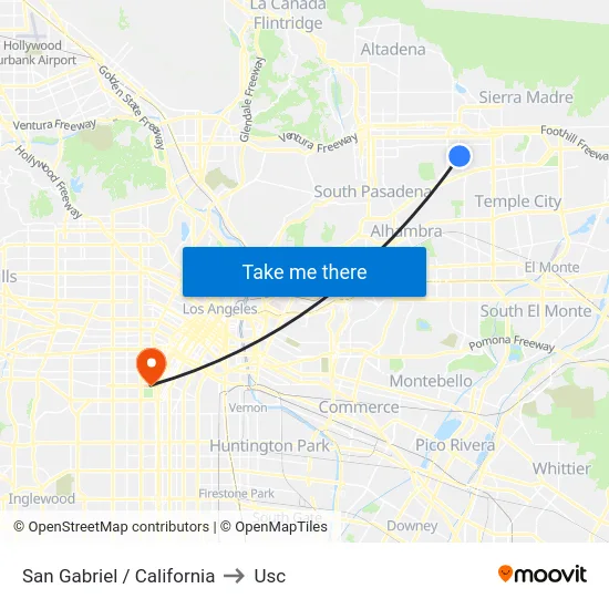 San Gabriel / California to Usc map