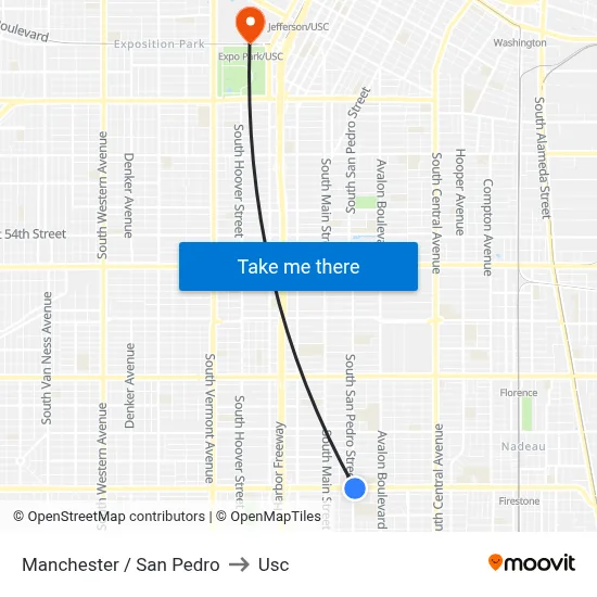 Manchester / San Pedro to Usc map