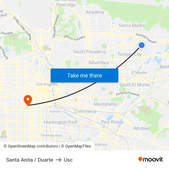 Santa Anita / Duarte to Usc map