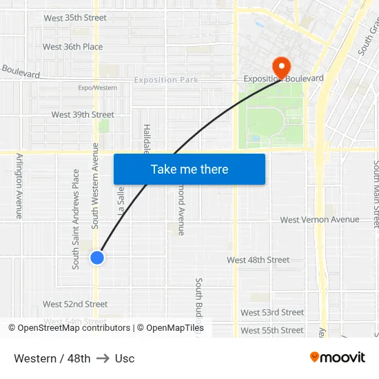 Western / 48th to Usc map