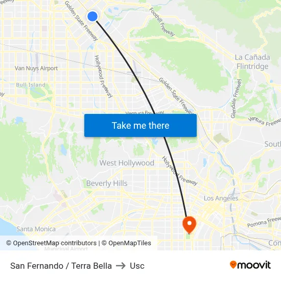 San Fernando / Terra Bella to Usc map