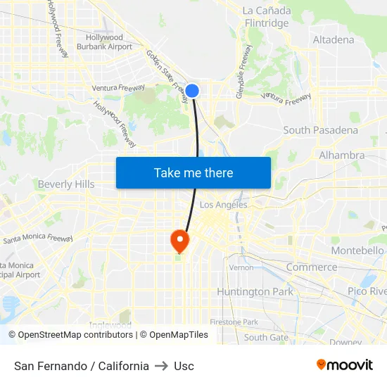 San Fernando / California to Usc map
