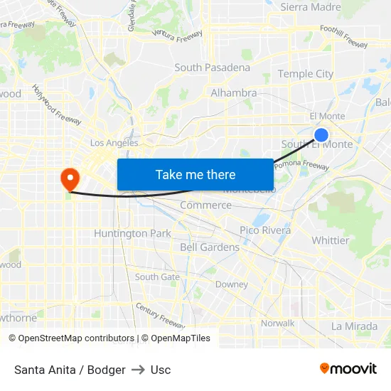 Santa Anita / Bodger to Usc map