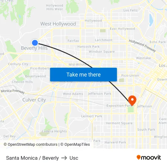 Santa Monica / Beverly to Usc map