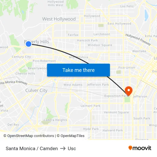 Santa Monica / Camden to Usc map