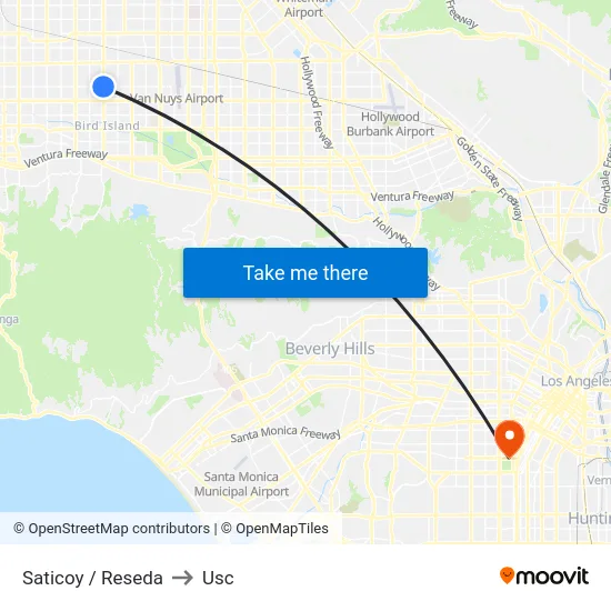 Saticoy / Reseda to Usc map