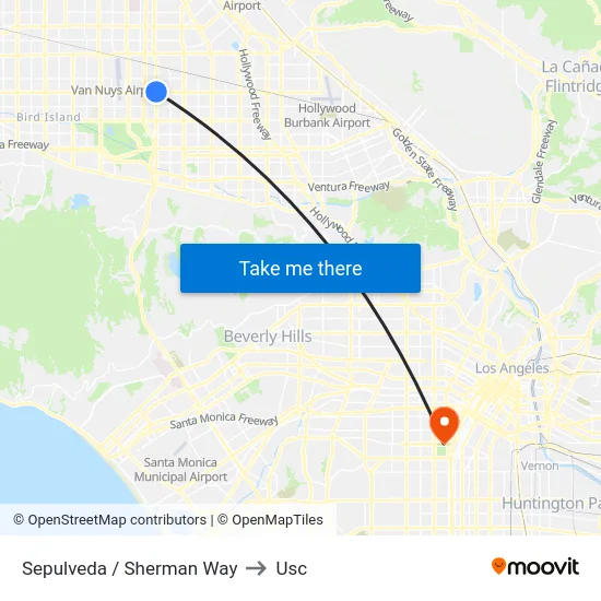 Sepulveda / Sherman Way to Usc map