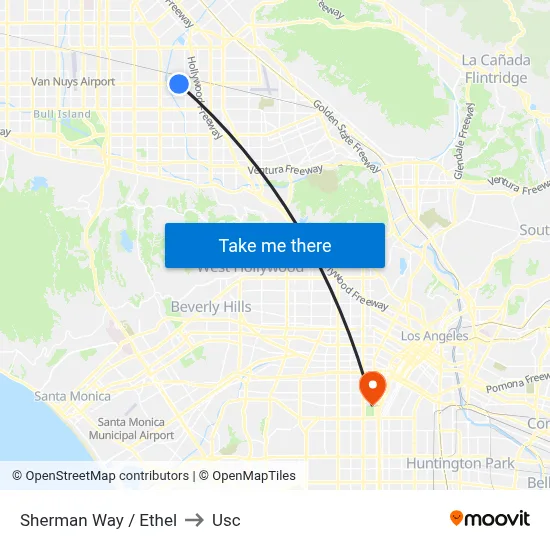 Sherman Way / Ethel to Usc map