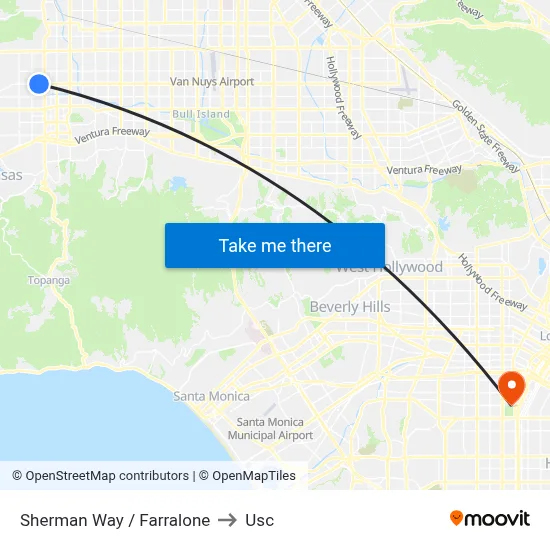 Sherman Way / Farralone to Usc map