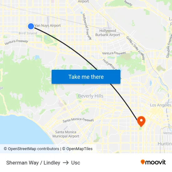 Sherman Way / Lindley to Usc map