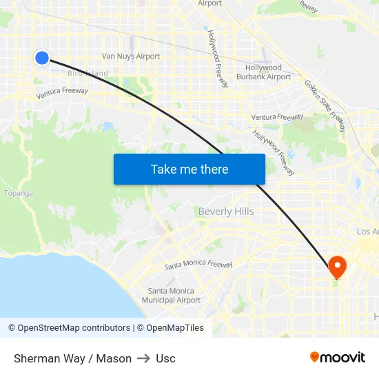 Sherman Way / Mason to Usc map