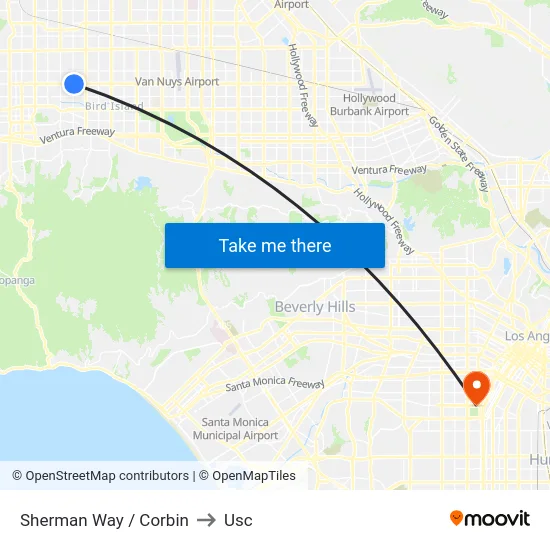Sherman Way / Corbin to Usc map