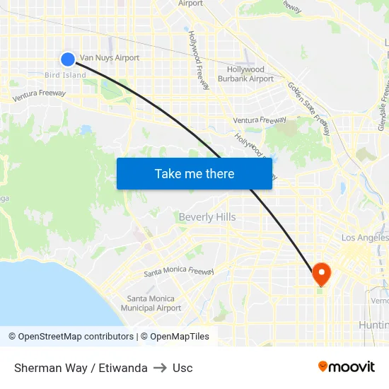 Sherman Way / Etiwanda to Usc map