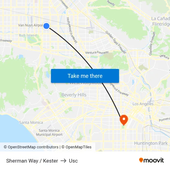 Sherman Way / Kester to Usc map