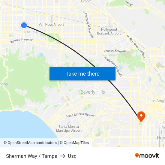 Sherman Way / Tampa to Usc map