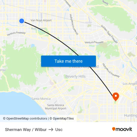 Sherman Way / Wilbur to Usc map