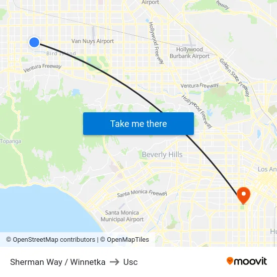 Sherman Way / Winnetka to Usc map