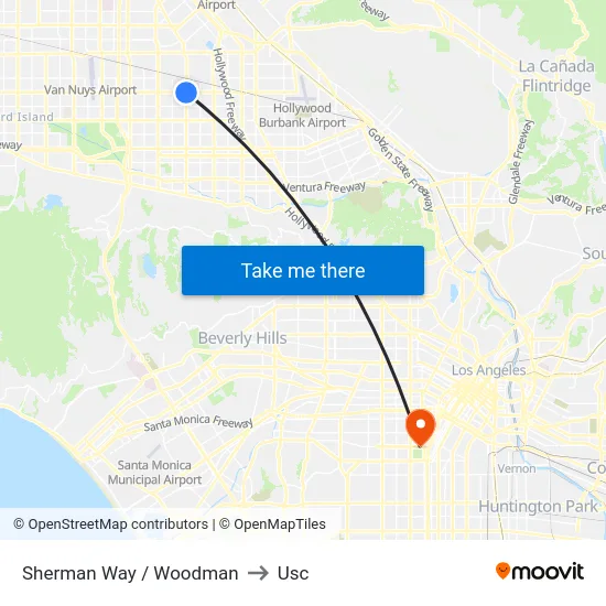 Sherman Way / Woodman to Usc map