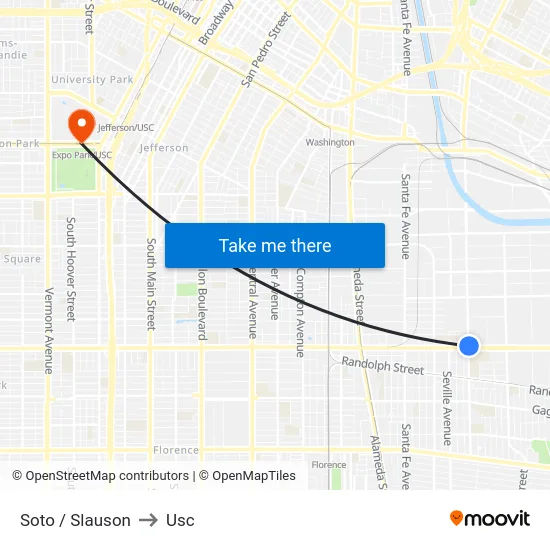 Soto / Slauson to Usc map