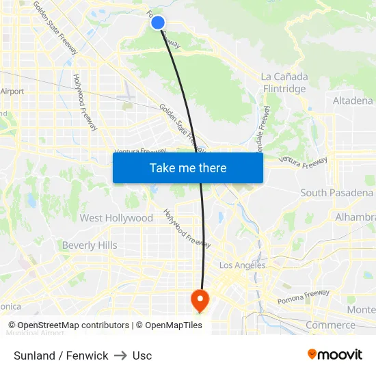 Sunland / Fenwick to Usc map