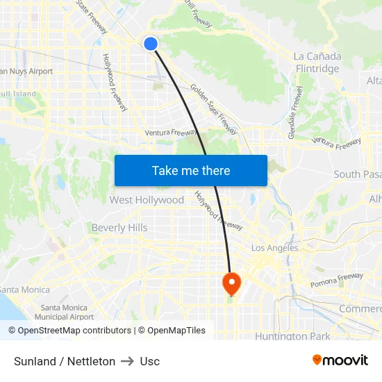 Sunland / Nettleton to Usc map