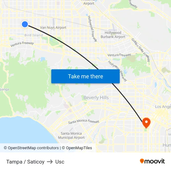 Tampa / Saticoy to Usc map