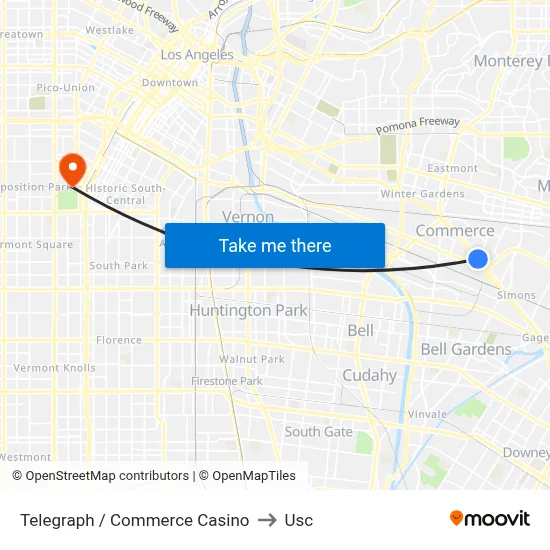 Telegraph / Commerce Casino to Usc map