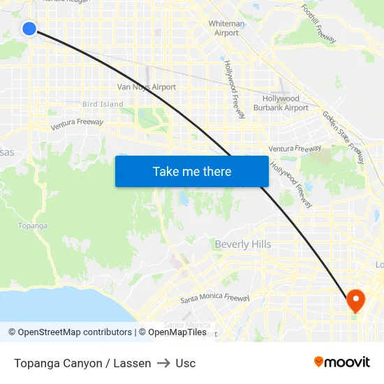 Topanga Canyon / Lassen to Usc map