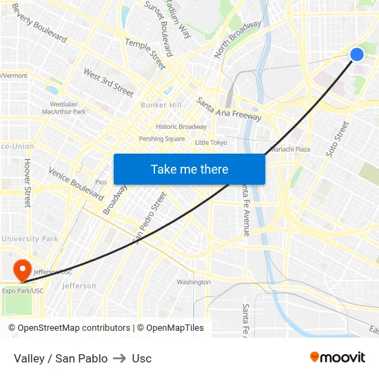 Valley / San Pablo to Usc map