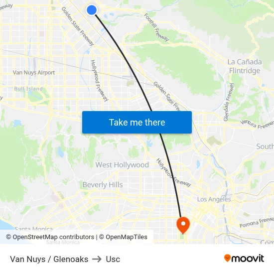 Van Nuys / Glenoaks to Usc map