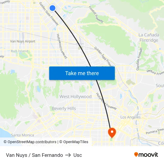 Van Nuys / San Fernando to Usc map