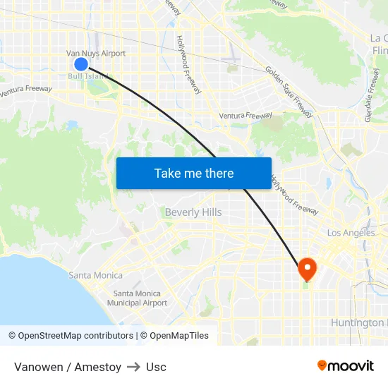 Vanowen / Amestoy to Usc map