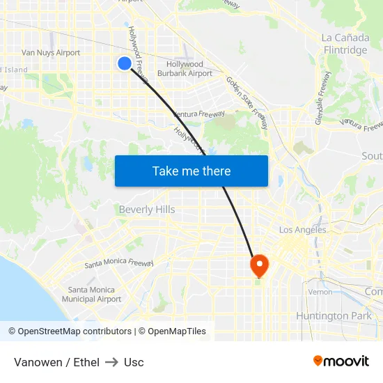 Vanowen / Ethel to Usc map
