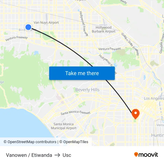 Vanowen / Etiwanda to Usc map