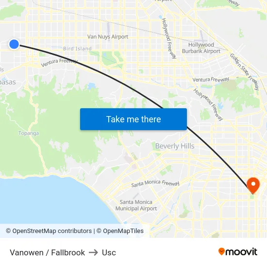 Vanowen / Fallbrook to Usc map