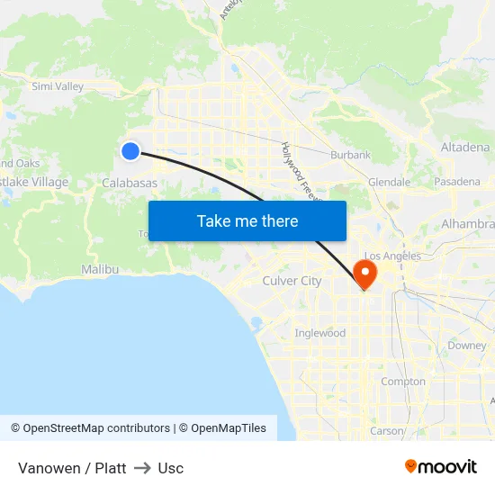 Vanowen / Platt to Usc map