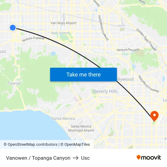Vanowen / Topanga Canyon to Usc map