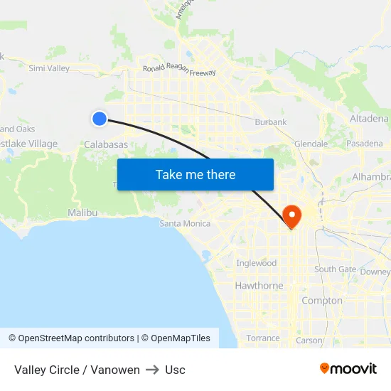 Valley Circle / Vanowen to Usc map