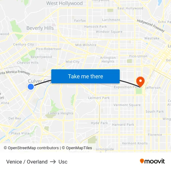 Venice / Overland to Usc map