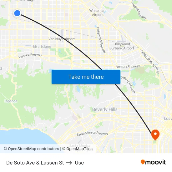 De Soto Ave & Lassen St to Usc map