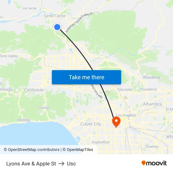 Lyons Ave & Apple St to Usc map