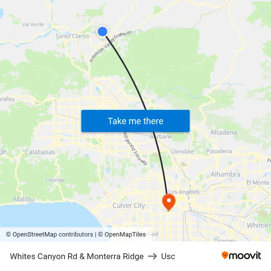 Whites Canyon Rd & Monterra Ridge to Usc map