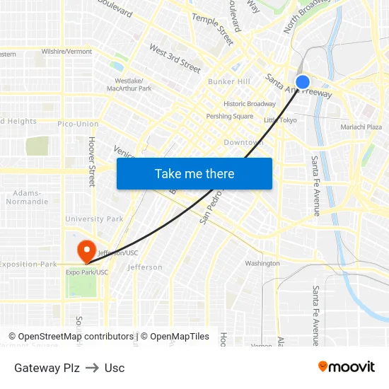 Gateway Plz to Usc map