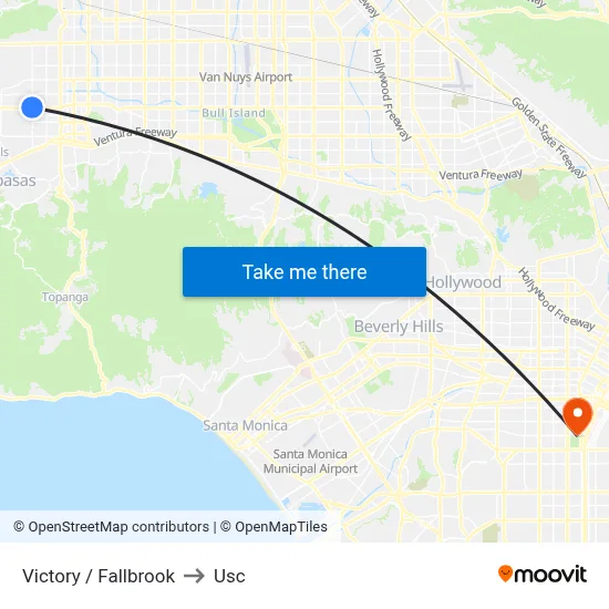 Victory / Fallbrook to Usc map