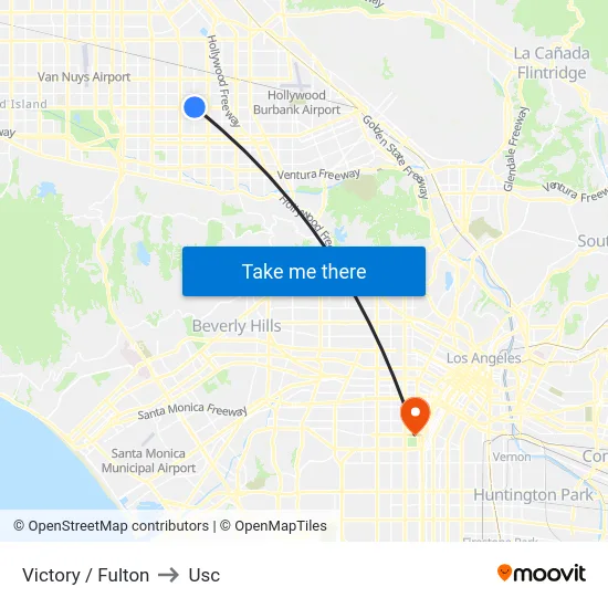 Victory / Fulton to Usc map