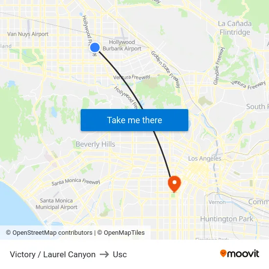 Victory / Laurel Canyon to Usc map